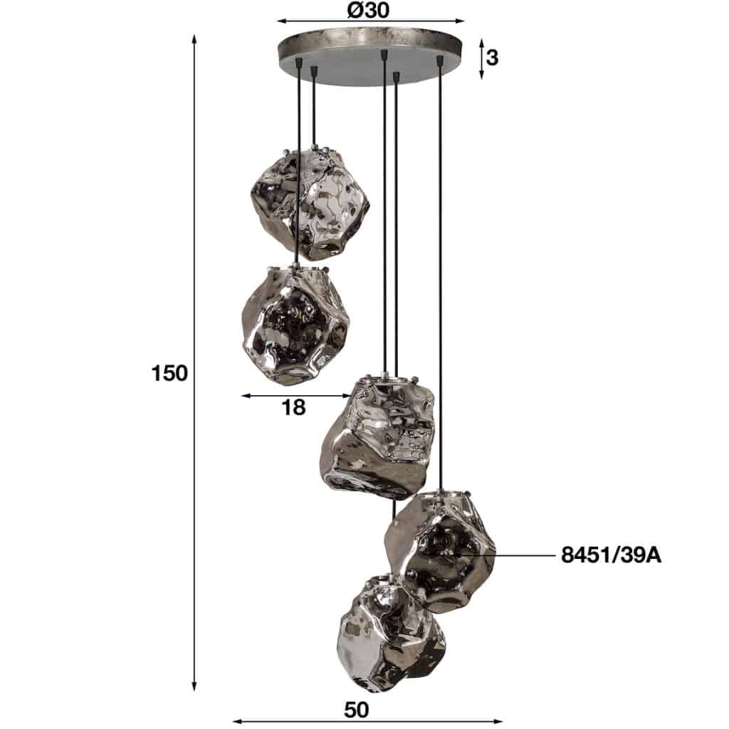 Hanglamp 5L Stone stepped