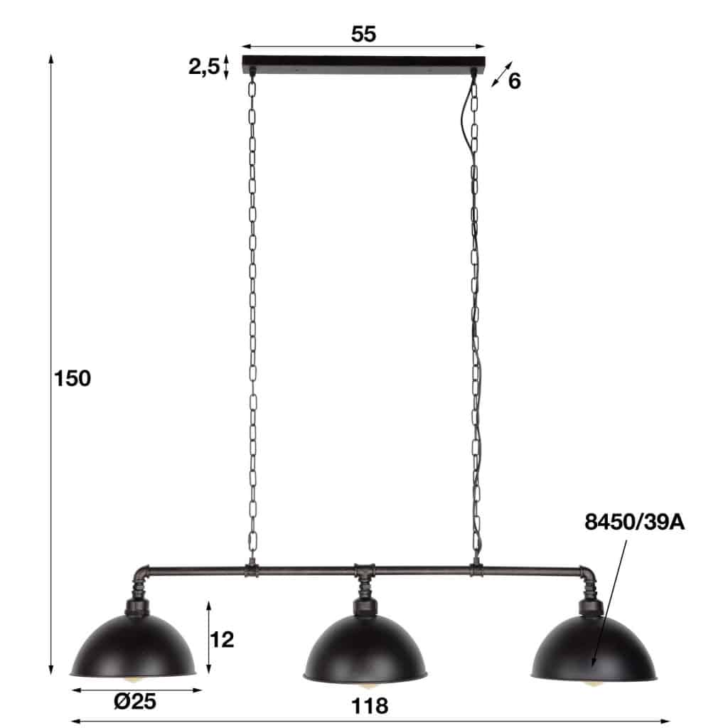 Hanglamp 3L Industrial