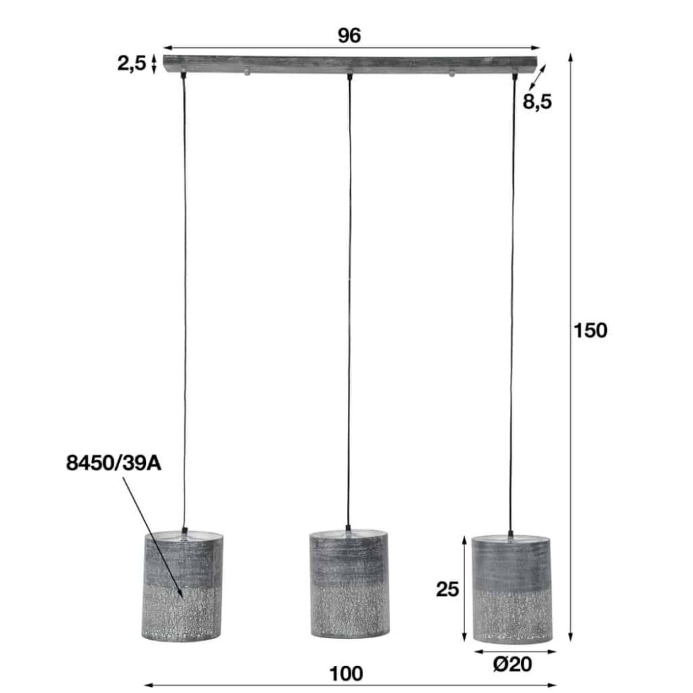 Hanglamp 3L Cylinder Punch