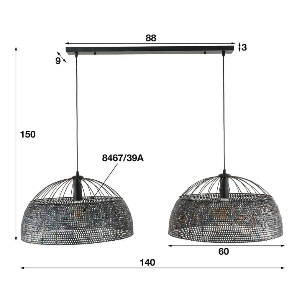 Hanglamp 2L aperto chiuso Ø60