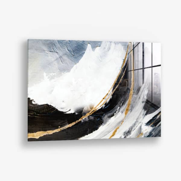 Black, White & Gold Abstract – Glas