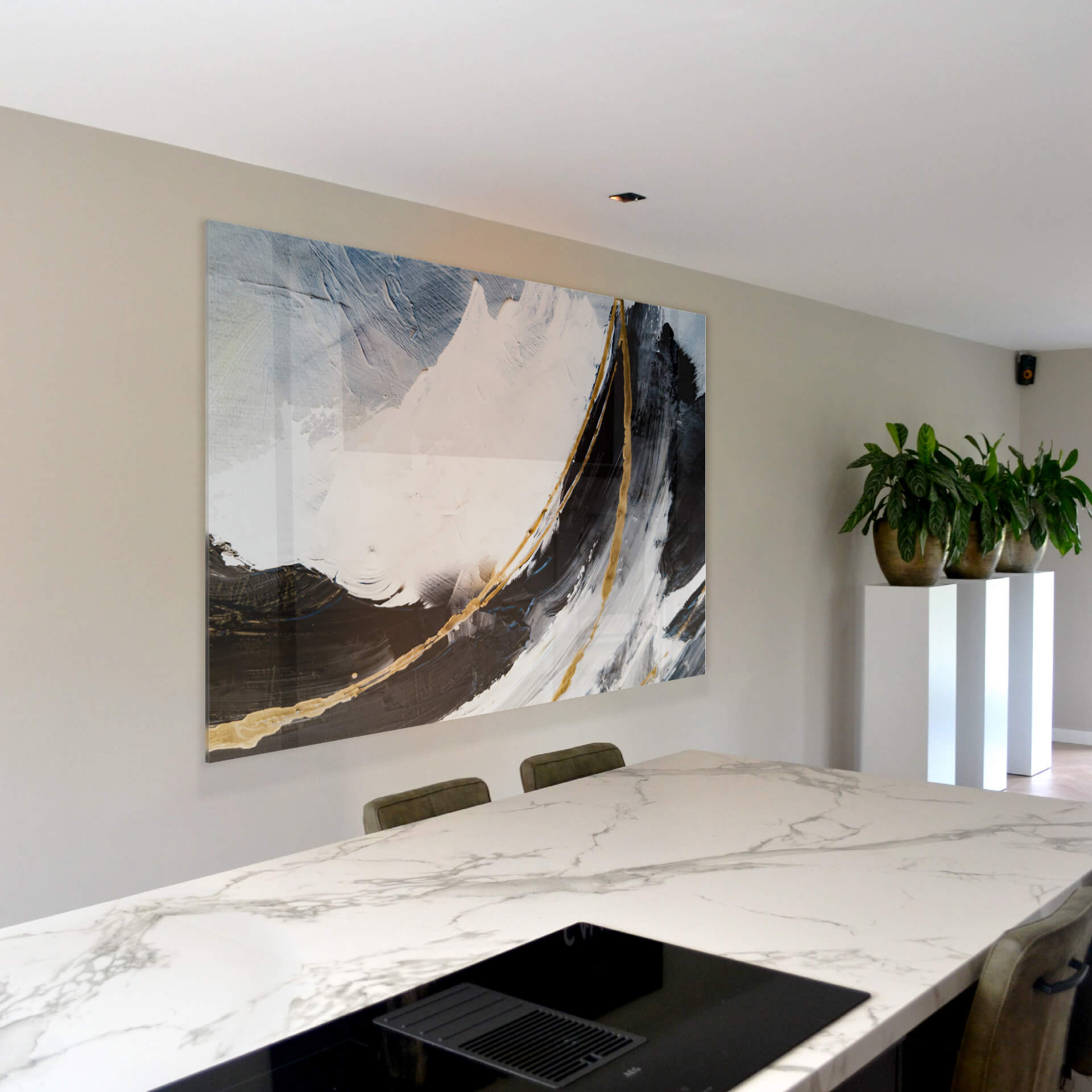 Black, White & Gold Abstract – Glass Black, White & Gold Abstract – Glass