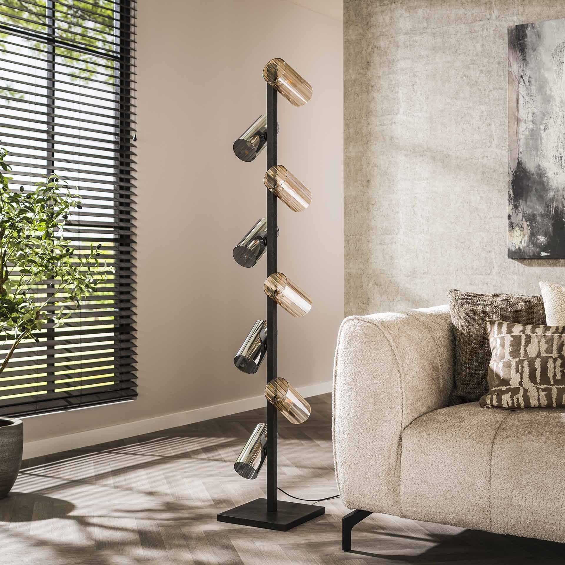 Vloerlamp 8L cylinder mixed glass 2