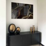 Black & Gold Stone – Glas 40x60 cm / Ohne Rahmen – Bild 2