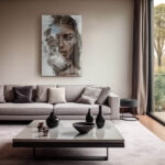 Wolf and Woman – Glas 100x150 cm / Ohne Rahmen – Bild 2