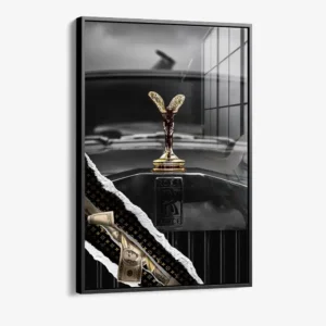 Rolls Royce – Glas 60x90 cm / Mit Rahmen (schwarz)