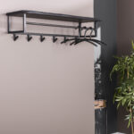 Garderobe Yucon 6 Haken Hutablage / Massive Akazie schwarz – Bild 2
