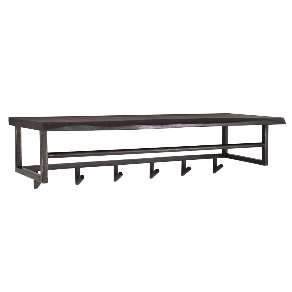 Garderobe Yucon 6 Haken Hutablage / Massive Akazie schwarz – Bild 4