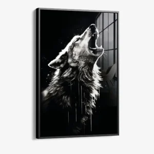 Wolves Roar - glass 60x90 cm / Mit Rahmen (schwarz)