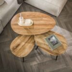 Couchtisch-Set/3 organisch / Massive Akazie natur – Bild 2