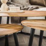 Couchtisch-Set/3 organisch / Massive Akazie natur – Bild 3