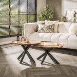 Couchtisch-Set/2 Spinnen / Massive Akazie natur