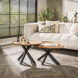 Couchtisch-Set/2 Spinnen / Massive Akazie natur