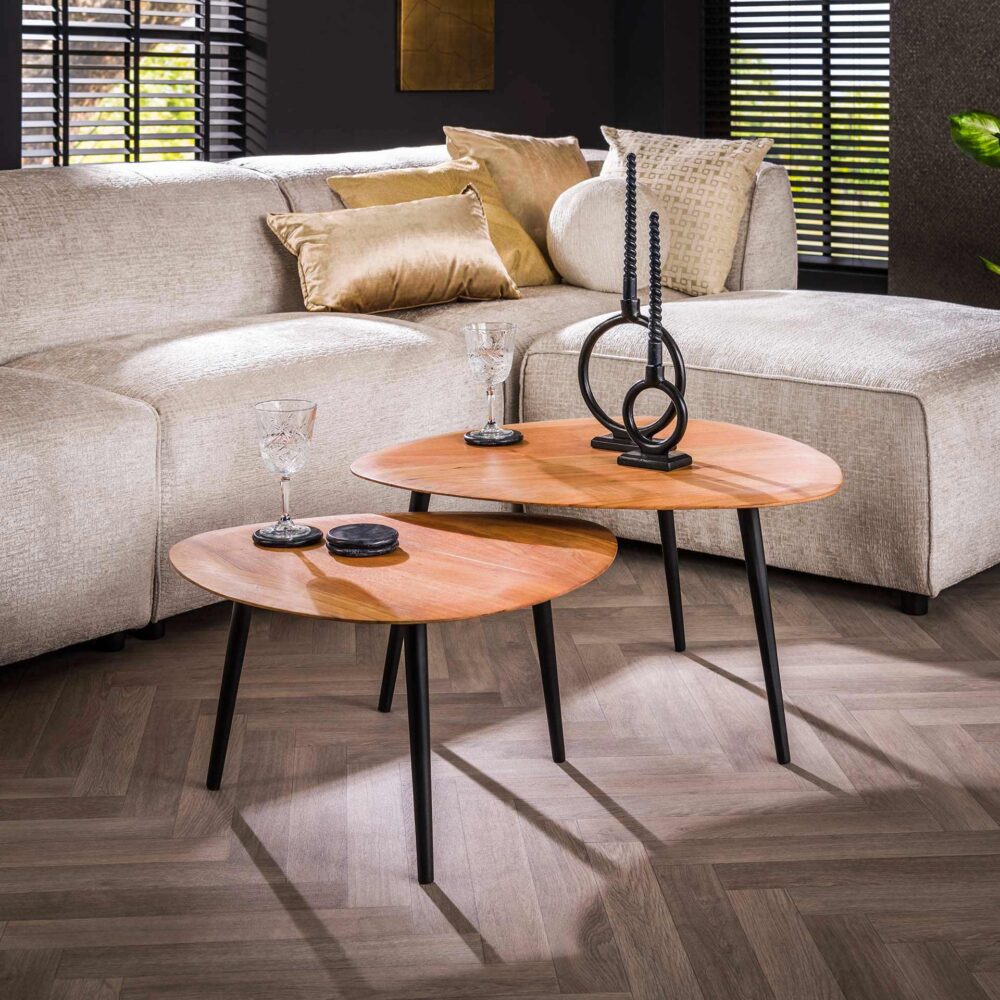 Couchtisch-Set/2 Dreiecke organisch / Massiv ac – Bild 1