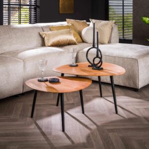 Couchtisch-Set/2 Dreiecke organisch / Massiv ac