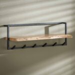 Garderobenrandregal 6 Haken / Massive Akazie natur – Bild 5