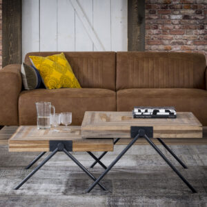 Couchtisch Teca Balance 80x80 / ​​​​Verwittertes Teakholz