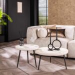 Couchtisch-Set/2 flache runde Stein-/Marmor-Verbundwerkstoffe