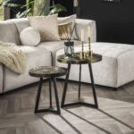 Couchtisch-Set 2/rund schwarz und gold