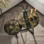 Couchtisch-Set 2/rund schwarz und gold – Bild 2
