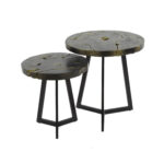 Couchtisch-Set 2/rund schwarz und gold – Bild 4