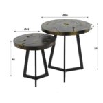 Couchtisch-Set 2/rund schwarz und gold – Bild 5