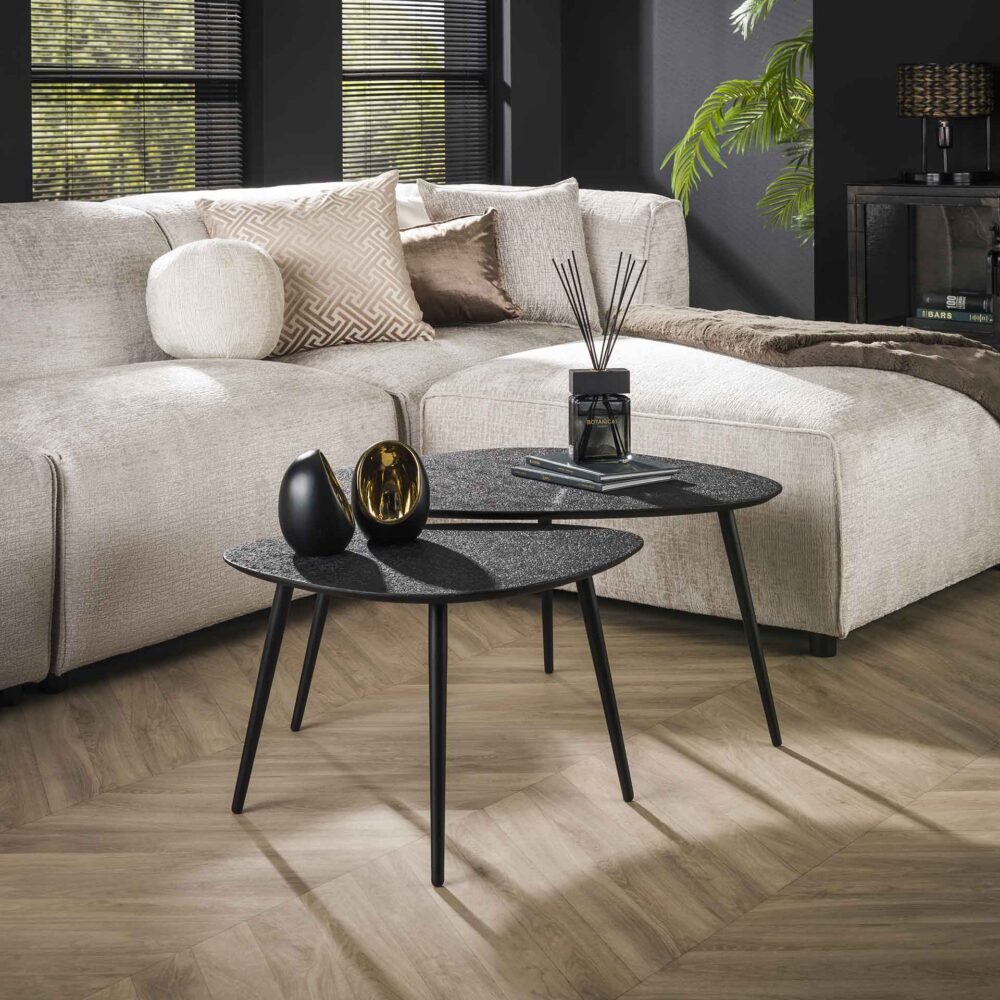Couchtisch-Set/2 dreieckig metallic / Grau – Bild 1