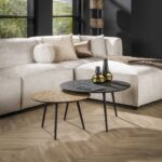 Couchtisch-Set/2 rund, metallic/grau