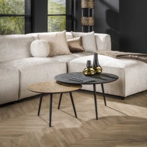 Couchtisch-Set/2 rund, metallic/grau