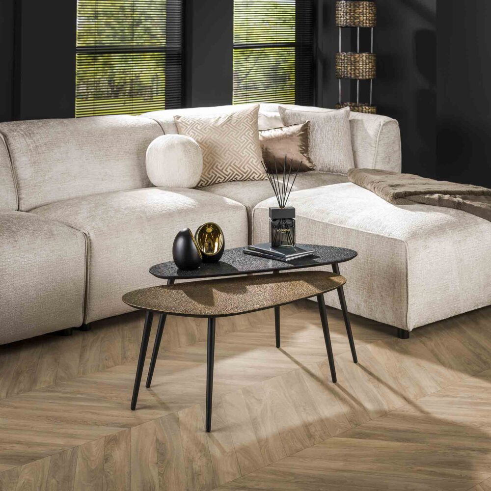 Couchtisch-Set/2 nierenförmig metallic / Grau – Bild 1