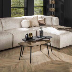 Couchtisch-Set/2 nierenförmig metallic / Grau