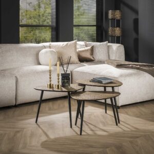 Couchtisch-Set/3 dreieckig metallic / Bronze antik