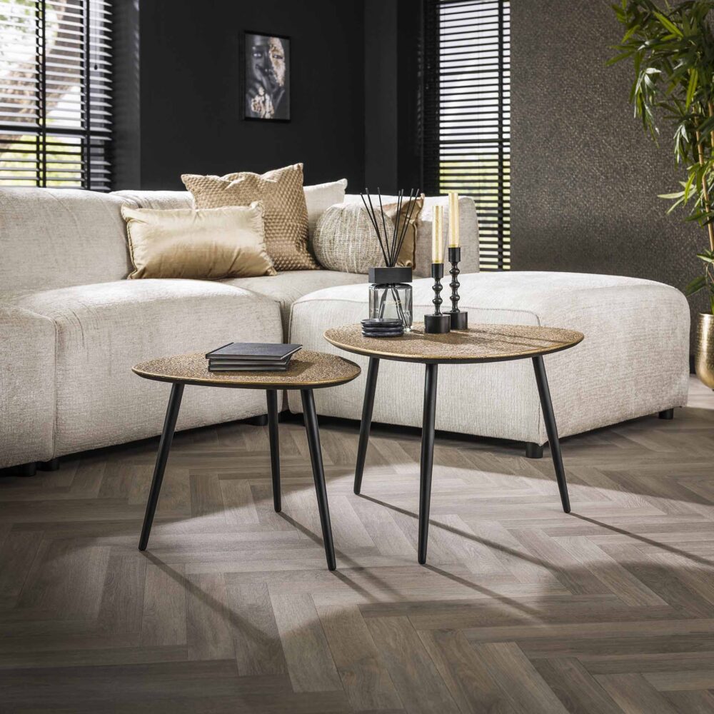 Couchtisch-Set/2 dreieckig metallic / Bronze antik / Bronze antik – Bild 1