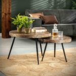 Couchtisch Acier goud Ø55 set/2