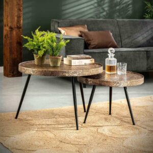 Couchtisch Acier goud Ø55 set/2