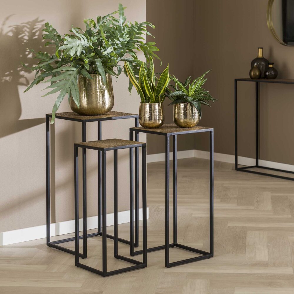 Blumensäulen-Set/3 Eisenmetallic / Bronze antik – Bild 1