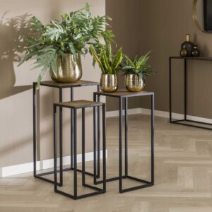 Blumensäulen-Set/3 Eisenmetallic / Bronze antik
