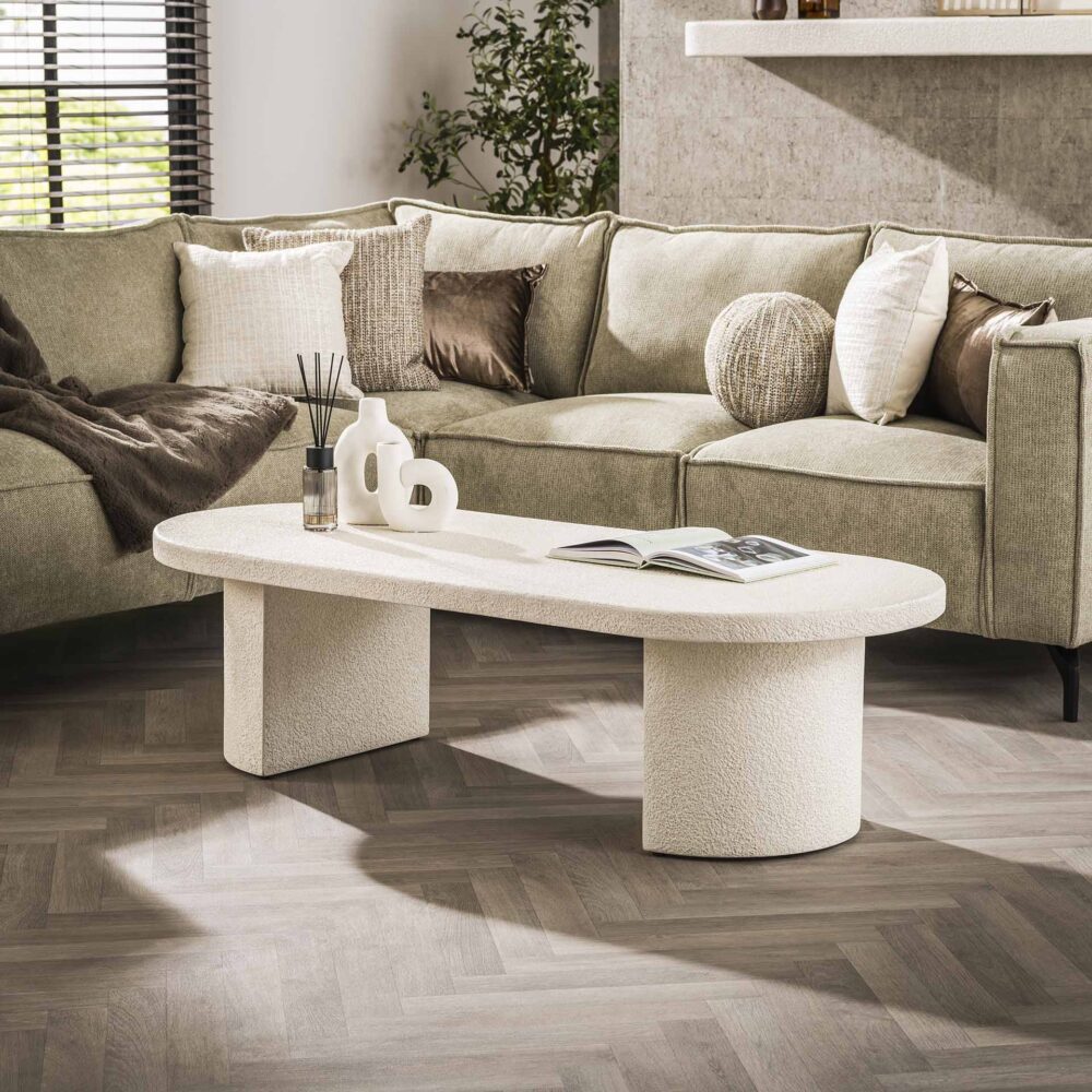 Couchtisch 150 Bogenstein / Marmor-Verbundwerkstoff – Bild 1