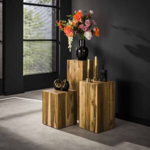 Blumensäulenstamm 65 cm / Massives recyceltes Teakholz