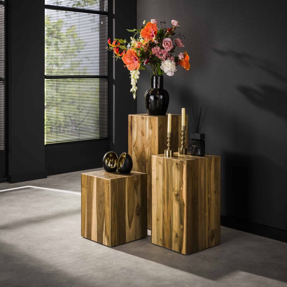 Blumensäulenstamm 85 cm / Massives recyceltes Teakholz – Bild 1