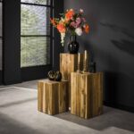 Blumensäulenstamm 85 cm / Massives recyceltes Teakholz