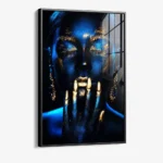 Blue Woman – Glas 80x120 cm / Mit Rahmen (schwarz)