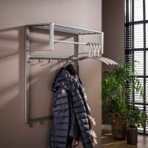 Garderobe Industrie 2x6 Hakenstange - Hutablage/Silber