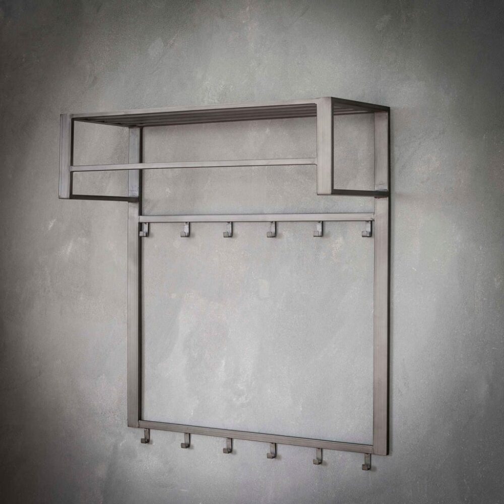 Garderobe Industrie 2x6 Hakenstange - Hutablage/Silber – Bild 3