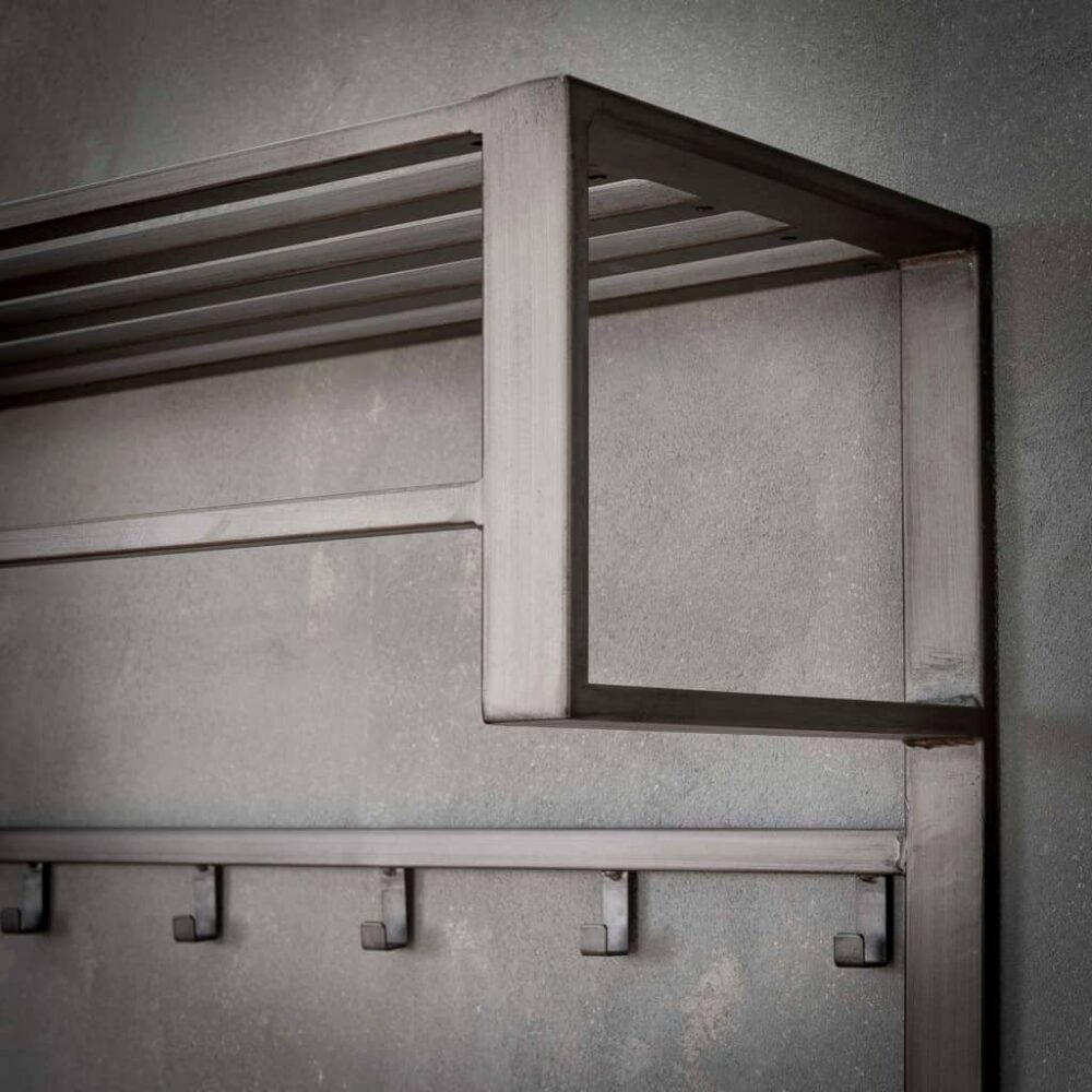 Garderobe Industrie 2x6 Hakenstange - Hutablage/Silber – Bild 4