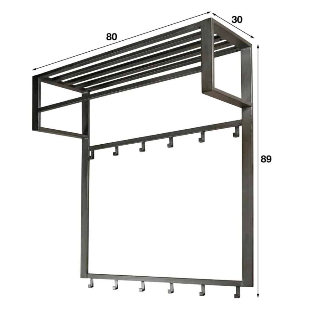 Garderobe Industrie 2x6 Hakenstange - Hutablage/Silber – Bild 5