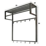 Garderobe Industrie 2x6 Hakenstange - Hutablage/Silber – Bild 5
