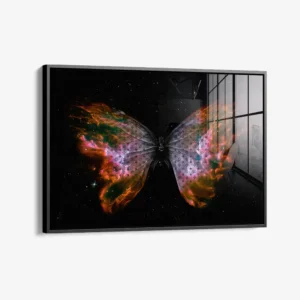 Universe Butterfly – Glas 80x120 cm / Mit Rahmen (schwarz)