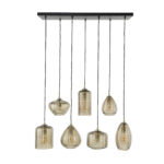 Hängelampe 4+3 Streifenglas horizontal / Bernsteinfarbenes Glas – Bild 5
