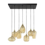 Hängelampe 4+3 V-förmiger Mustermix / bernsteinfarbenes Glas – Bild 5